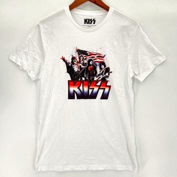 KISS Band T-Shirt - Stars And Stripes Logo, Men's Grey Official Tee, Size XL - View #3